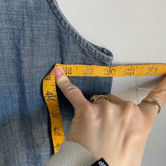 Lands' End Chambray Sleeveless Dress Nautical Preppy 100% Cotton Minimalist sz M - Picture 4 of 7